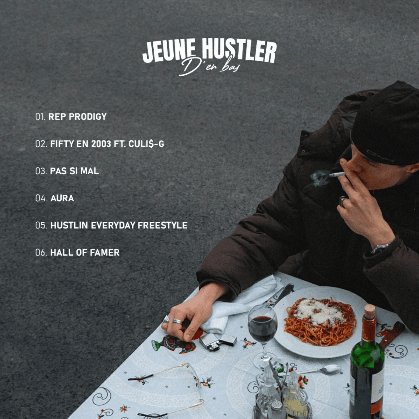 Couverture projet Jeune Hustler de Rocka avec liste de titres